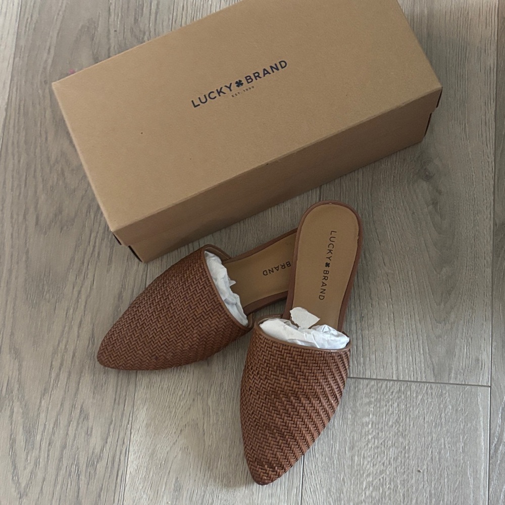 Lucky Brand Textured Tan Mules